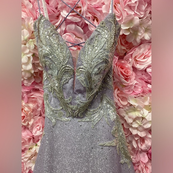 Cecilia Couture 2521 Size 4 Lavender Beaded Ball gown Tie Up Back NWT - Picture 5 of 11